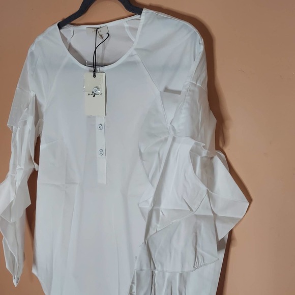 NWT 7 For All Mankind Ruffle Sleeve Blouse - Picture 5 of 9